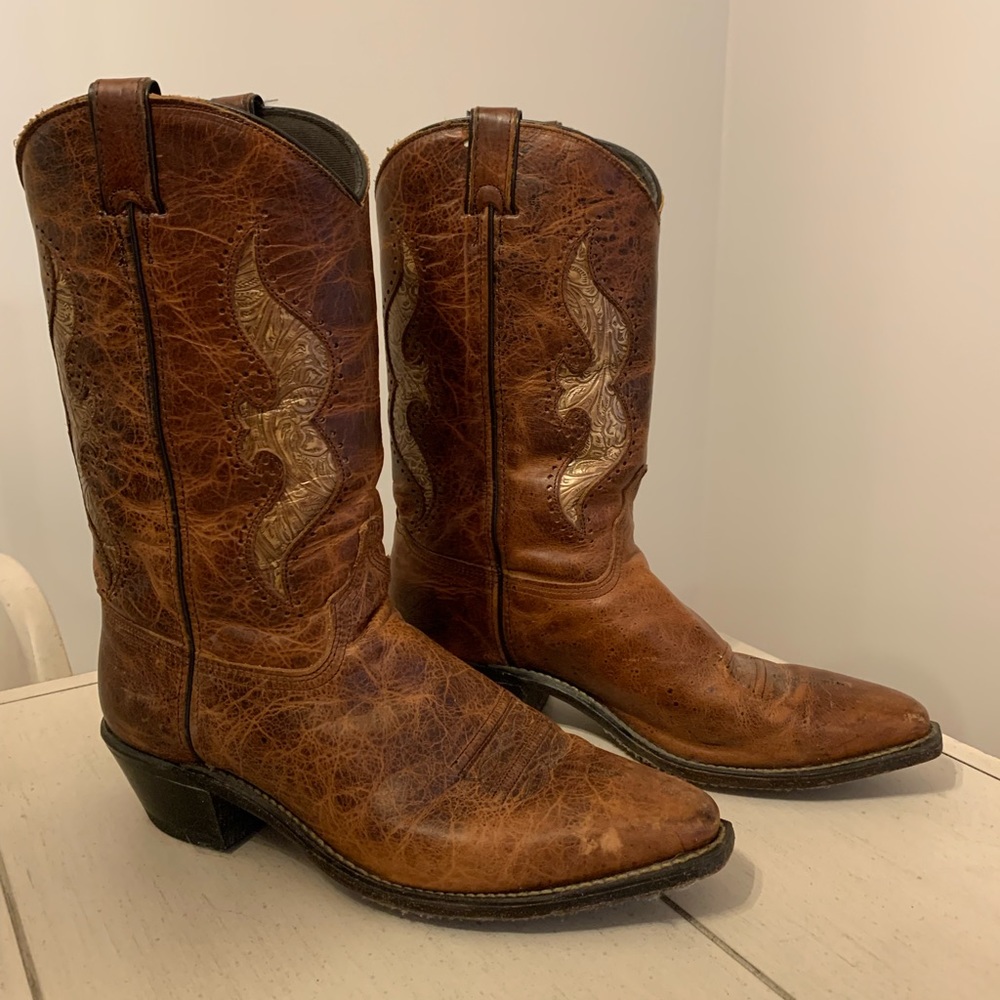 Leather Cowboy Boots, Made in USA, Women’s 11